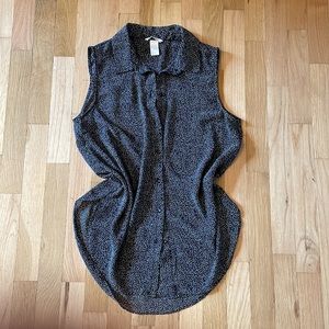 H&M Black and White Collared Tunic Blouse